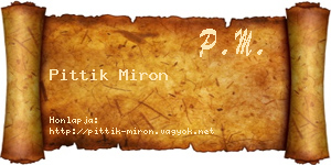 Pittik Miron névjegykártya